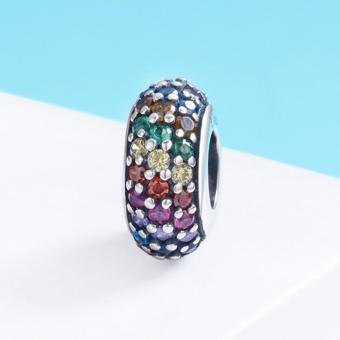 925 Sterling Silver Rainbow Diamond Bead Pendant For Diy Bracelets And Necklaces 3