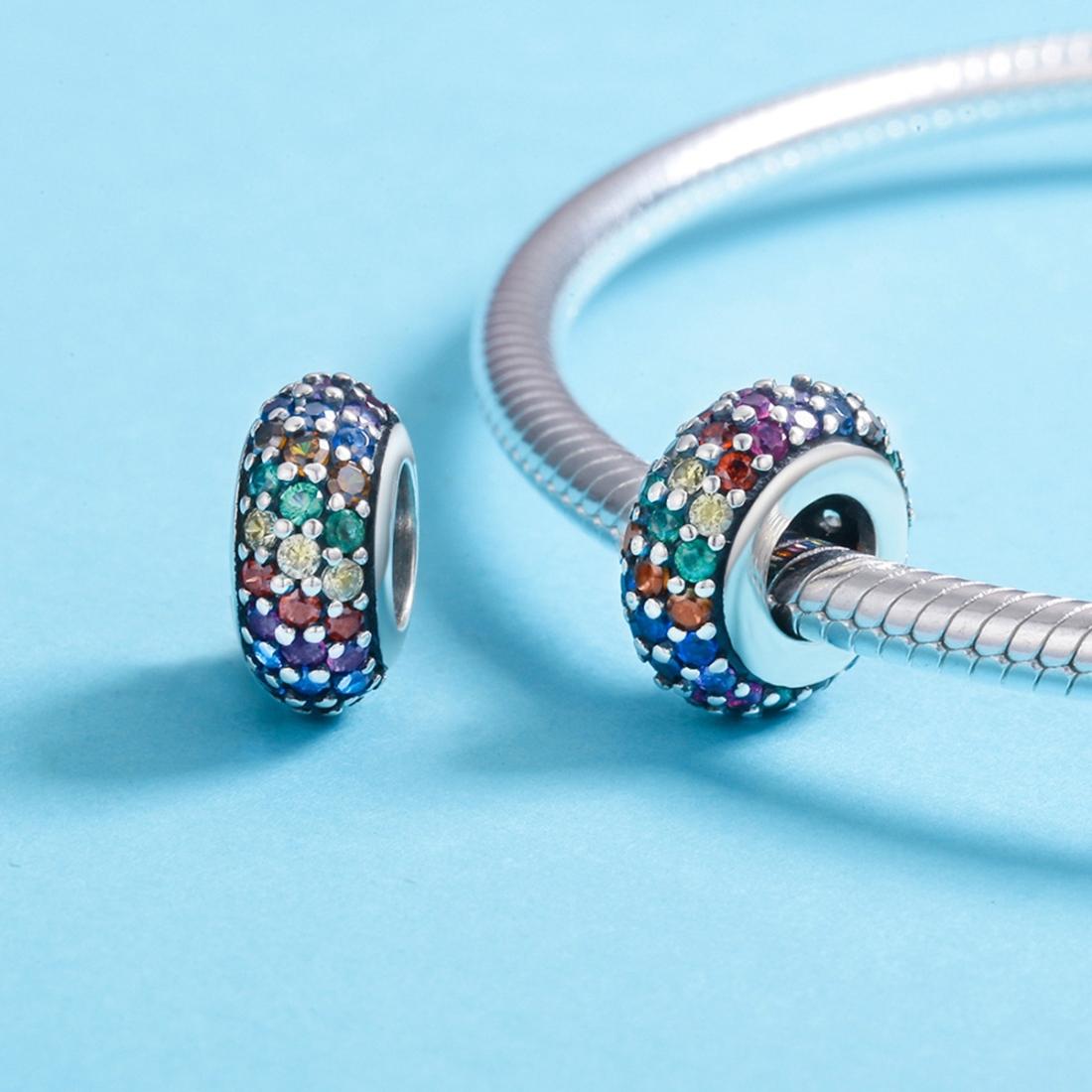 925 Sterling Silver Rainbow Diamond Bead Pendant For Diy Bracelets And Necklaces 4