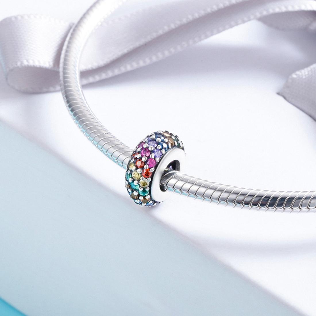 925 Sterling Silver Rainbow Diamond Bead Pendant For Diy Bracelets And Necklaces 5