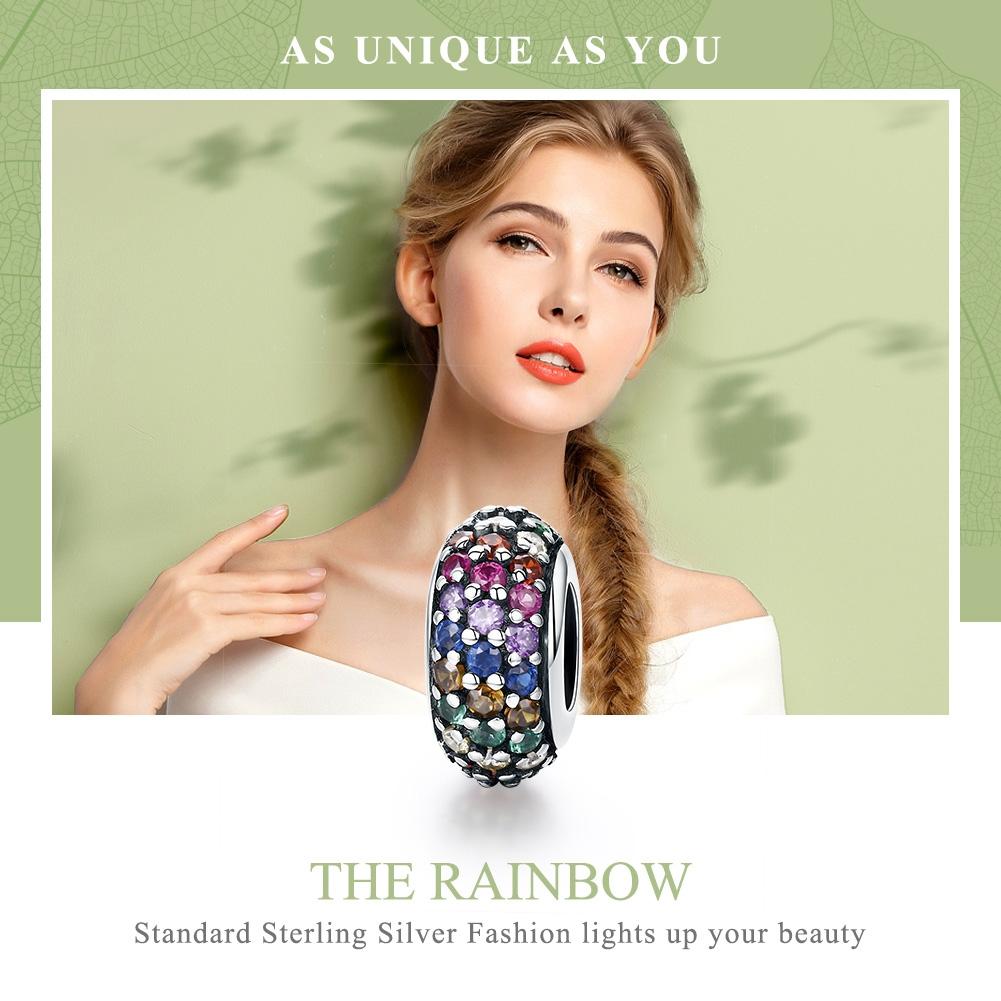 925 Sterling Silver Rainbow Diamond Bead Pendant For Diy Bracelets And Necklaces 8