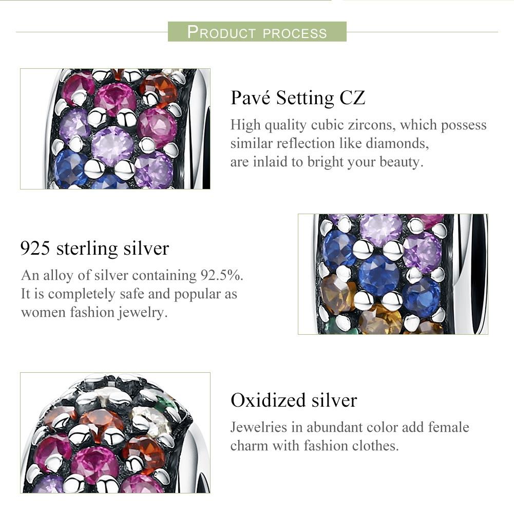 925 Sterling Silver Rainbow Diamond Bead Pendant For Diy Bracelets And Necklaces 9