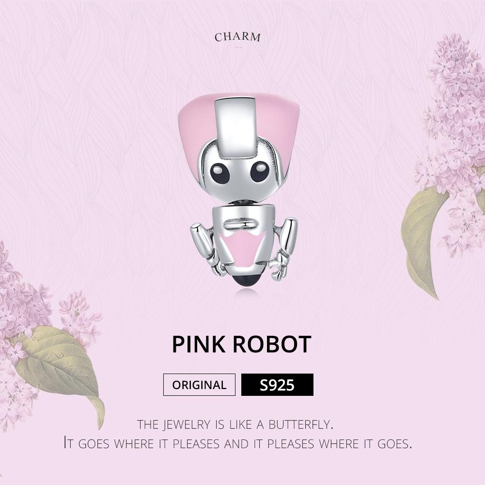 925 Sterling Silver Pink Robot Beads For Diy Bracelets & Necklaces 4