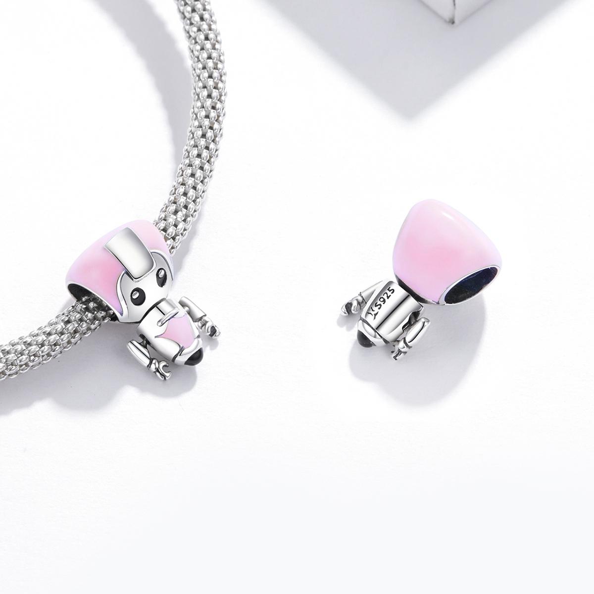 925 Sterling Silver Pink Robot Beads For Diy Bracelets & Necklaces 7