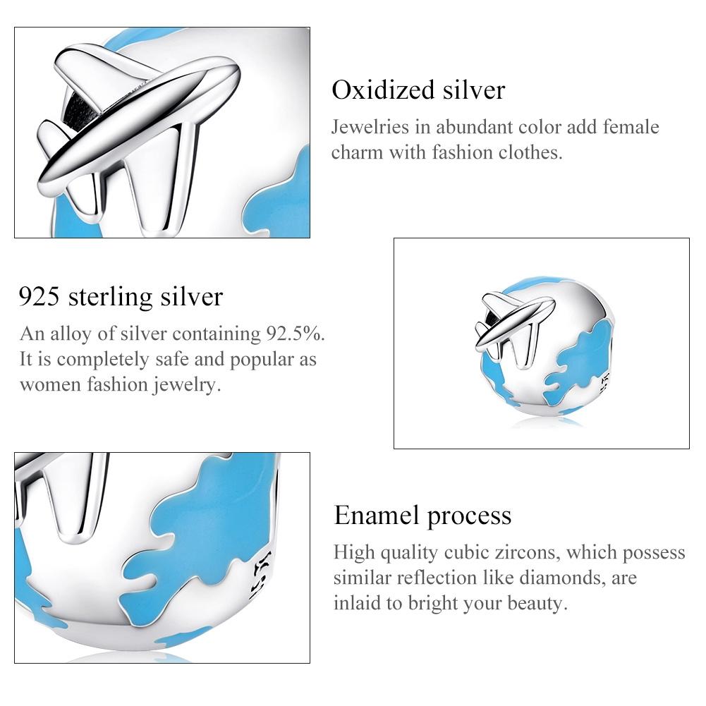 925 Sterling Silver World Travel Beads For Bracelet / Necklace 5