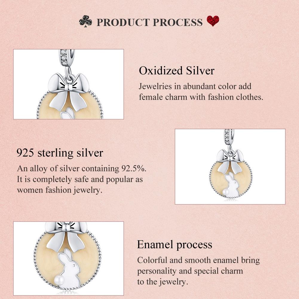 925 Sterling Silver Bunny Pendant For Bracelet Or Necklace 5