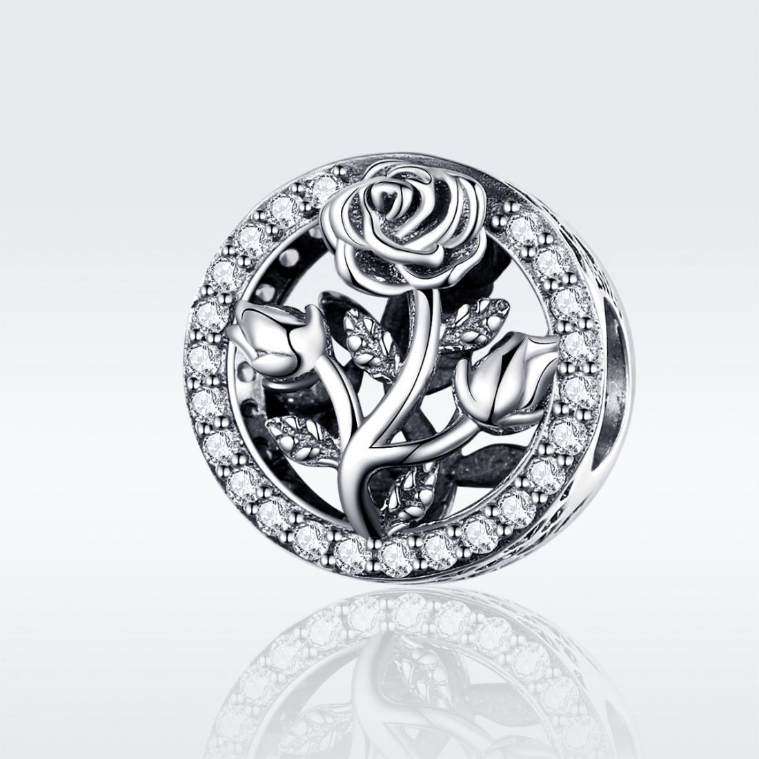 925 Sterling Silver Rose Beaded Bracelet Charm 3