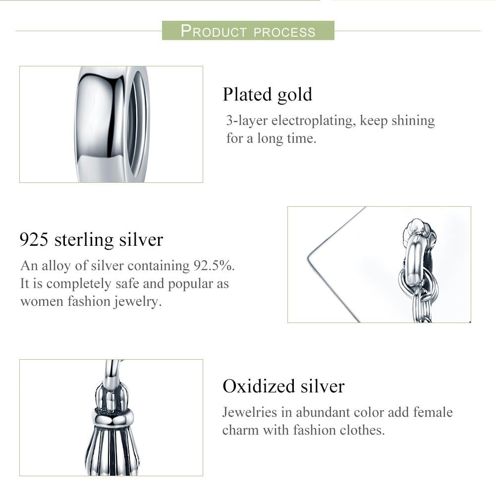 925 Sterling Silver Diy Bracelet Charm University Hat Beads 5