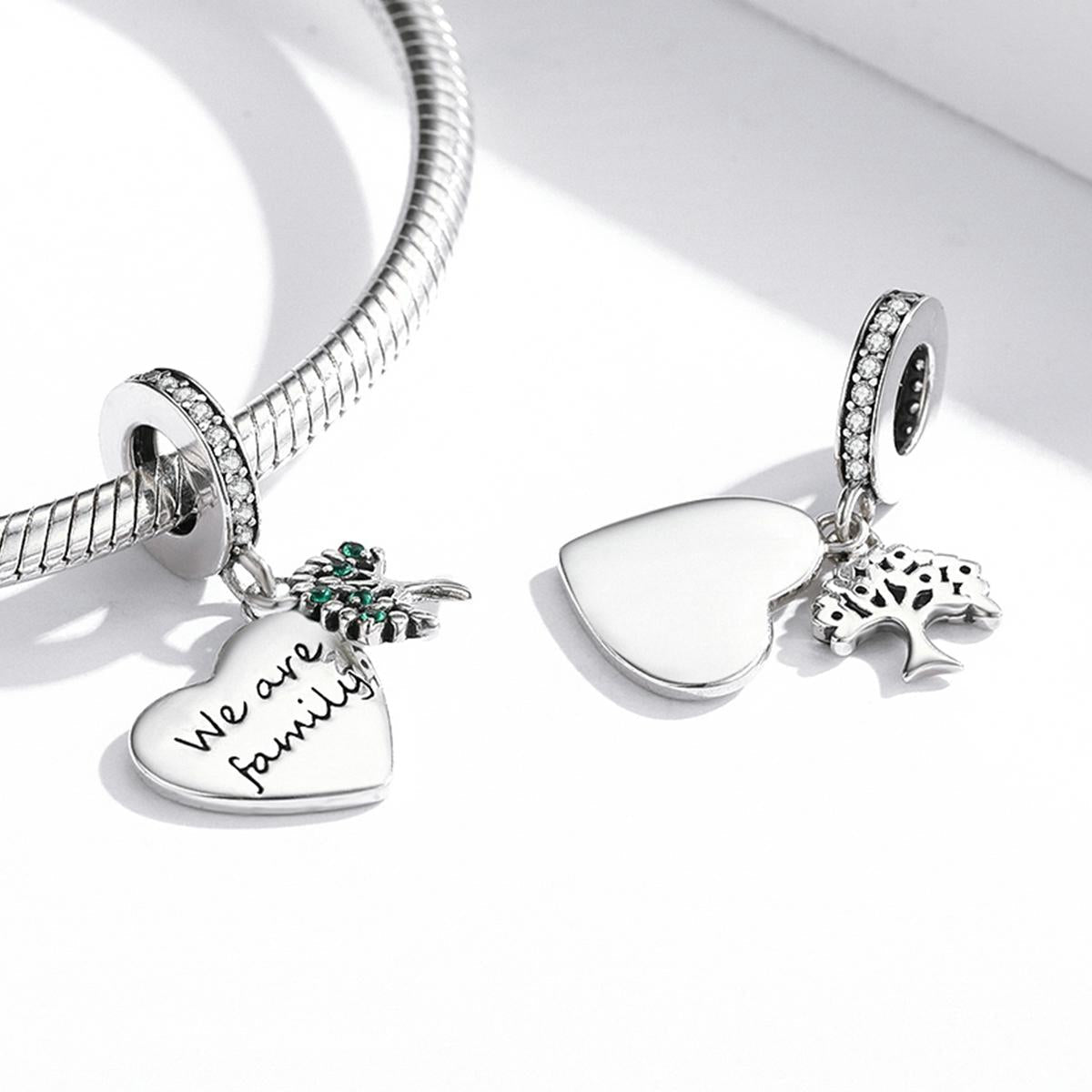 925 Sterling Silver Heart Tree Pendant For Bracelet Or Necklace 6