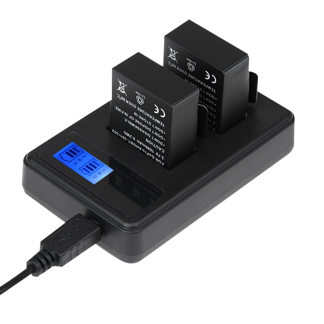 Lcd Screen Dual Batteries Charger for Gopro Hero5 with Displayed Capacity 6