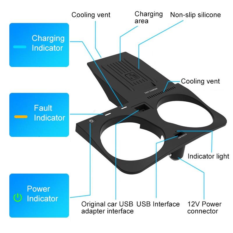 10w Wireless Charger for Bmw X6 2020-2022 - Qi Standard 3