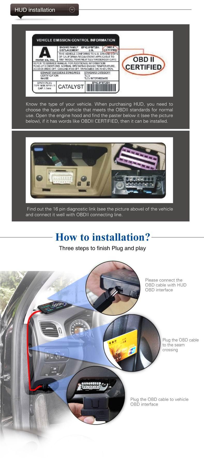 Car Obdii Hud Warning System 5.5 Inch Display Fuel Consumption Speed Alarm Water Temp Fault Diagnosis 7
