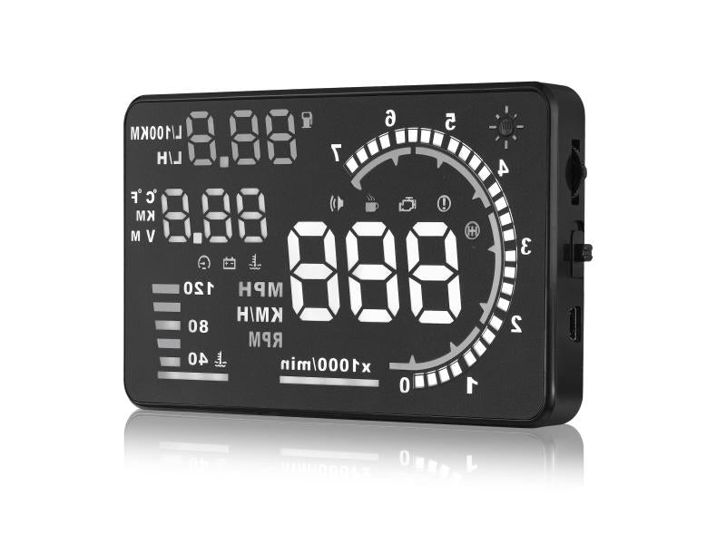 Car Obdii Hud Warning System 5.5 Inch Display Fuel Consumption Speed Alarm Water Temp Fault Diagnosis 9