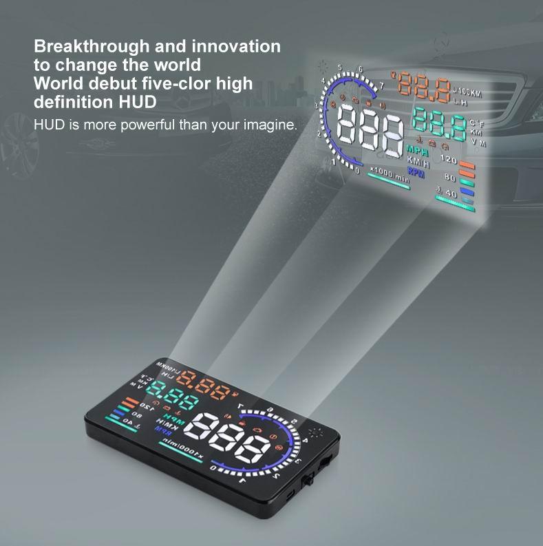 Car Obdii Hud Warning System 5.5 Inch Display Fuel Consumption Speed Alarm Water Temp Fault Diagnosis 14