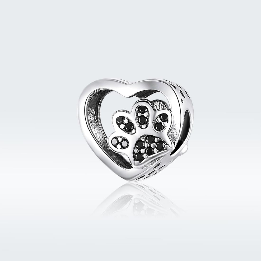 925 Sterling Silver Pet Paw Print Beaded Bracelet Bead 3