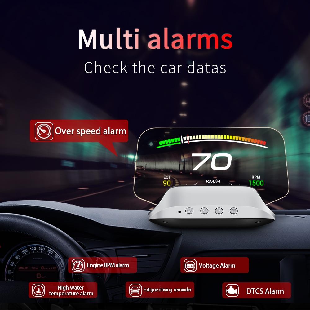 Car Head Up Display Hud Overspeed Temp Voltage Engine Failure Fatigue Reminder Navigation 3