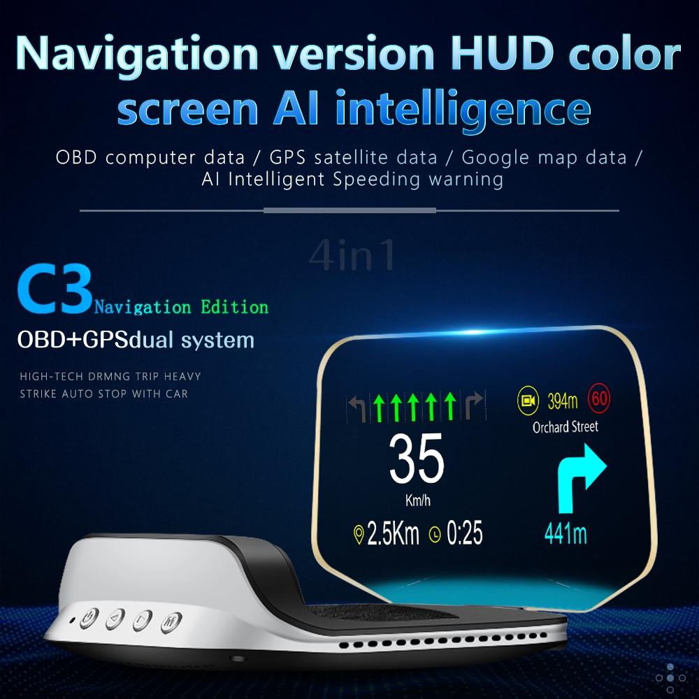 Car Head Up Display Hud Overspeed Temp Voltage Engine Failure Fatigue Reminder Navigation 11