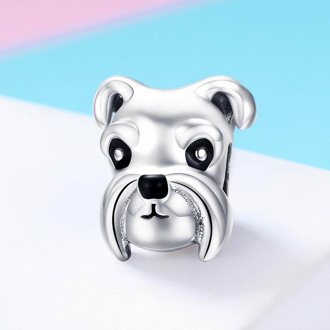 925 Sterling Silver Schnauzer Beads Platinum Plated 3
