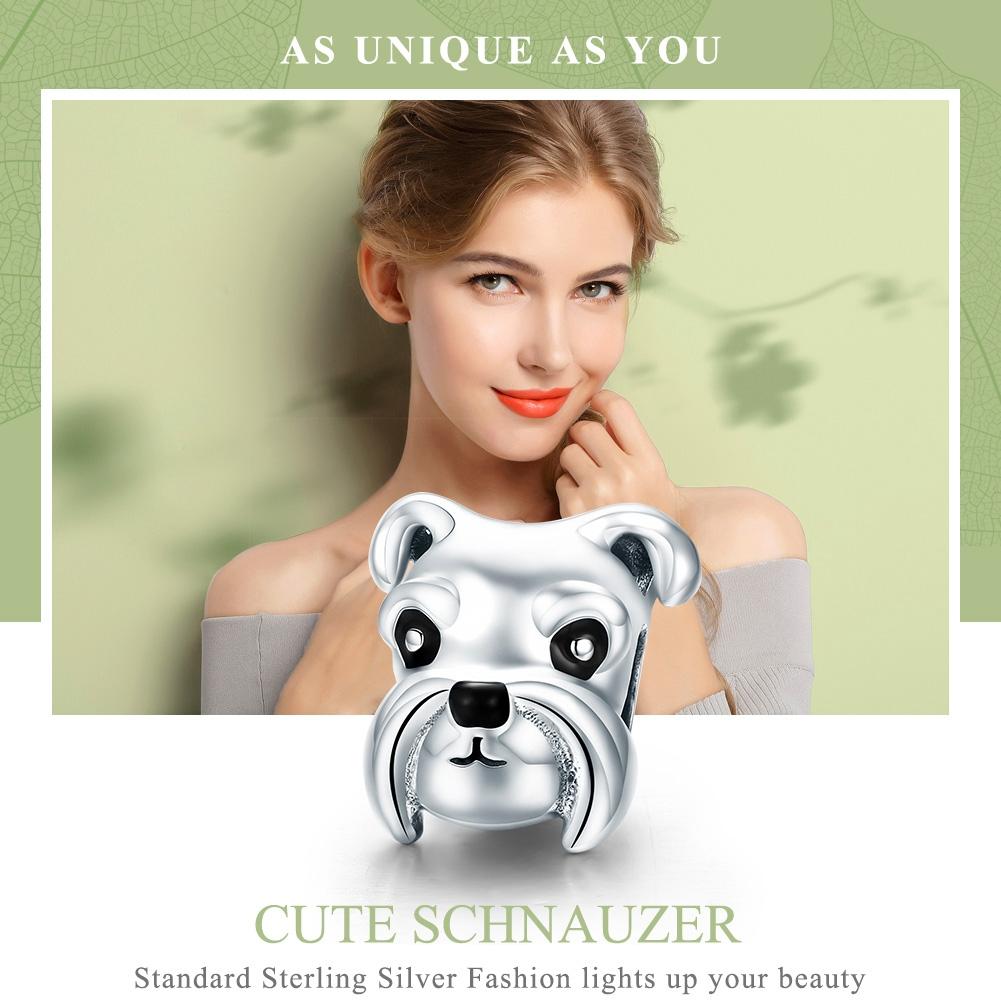 925 Sterling Silver Schnauzer Beads Platinum Plated 4