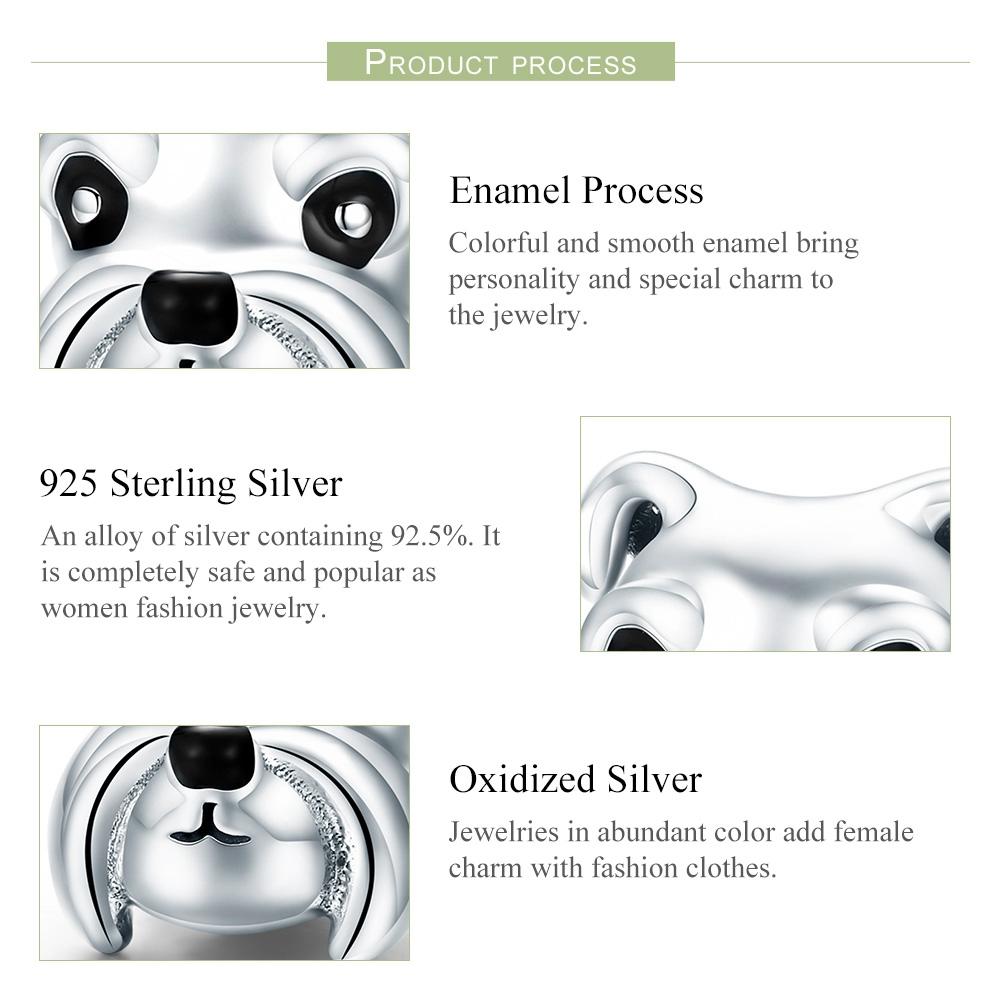 925 Sterling Silver Schnauzer Beads Platinum Plated 5