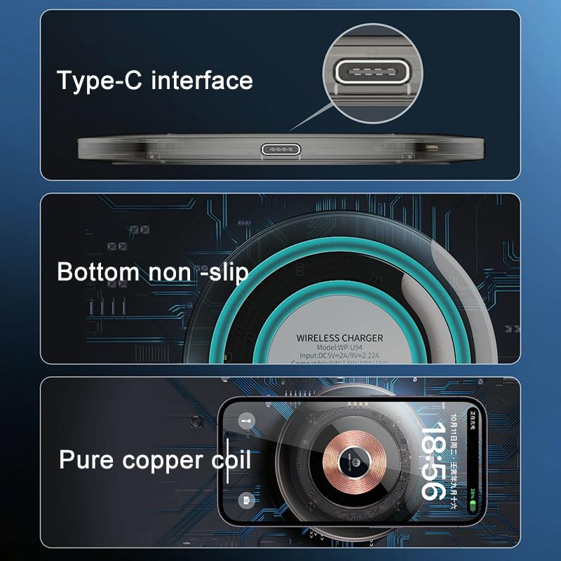 15W Desktop Wireless Charger Sleek Design 6