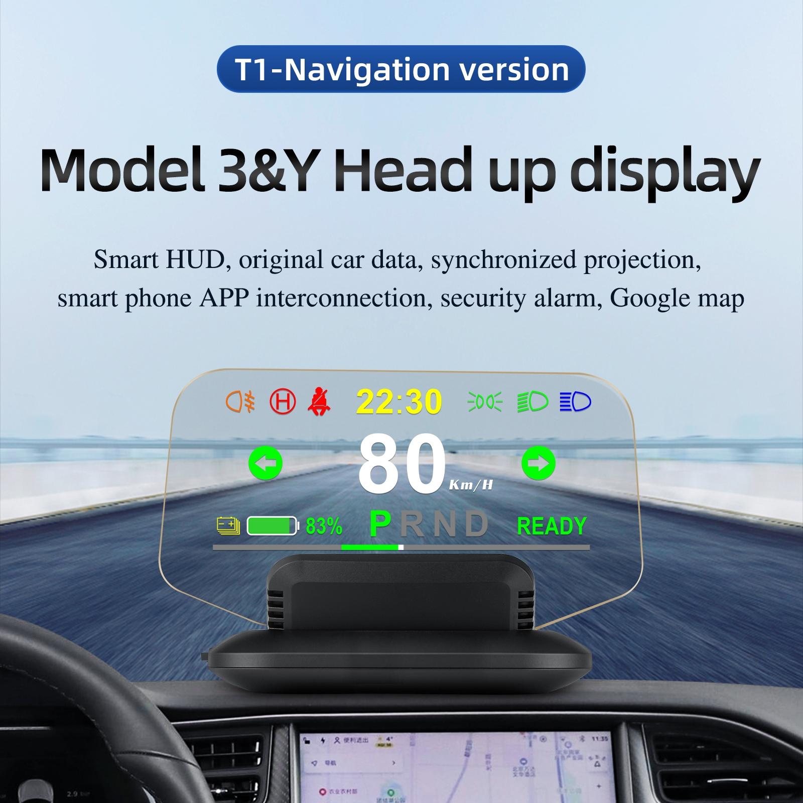 5.1 Inch Car Hud Display For Tesla Model 3 / Y Overspeed Alarm & Battery Percentage 3