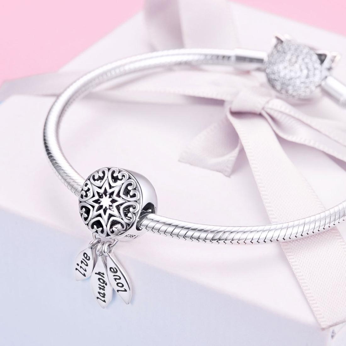 925 Sterling Silver Diy Bracelet Beads Heart Pattern 7