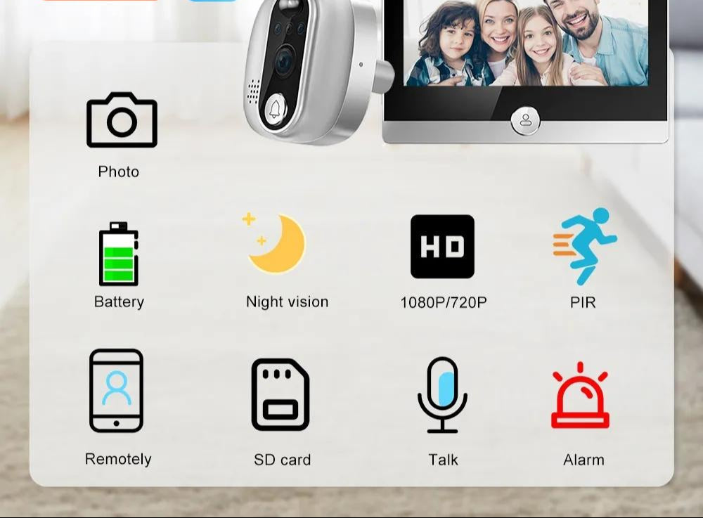 1080P Wifi Smart Doorbell With Motion Detection - 4.3 Inch Visual Display 3