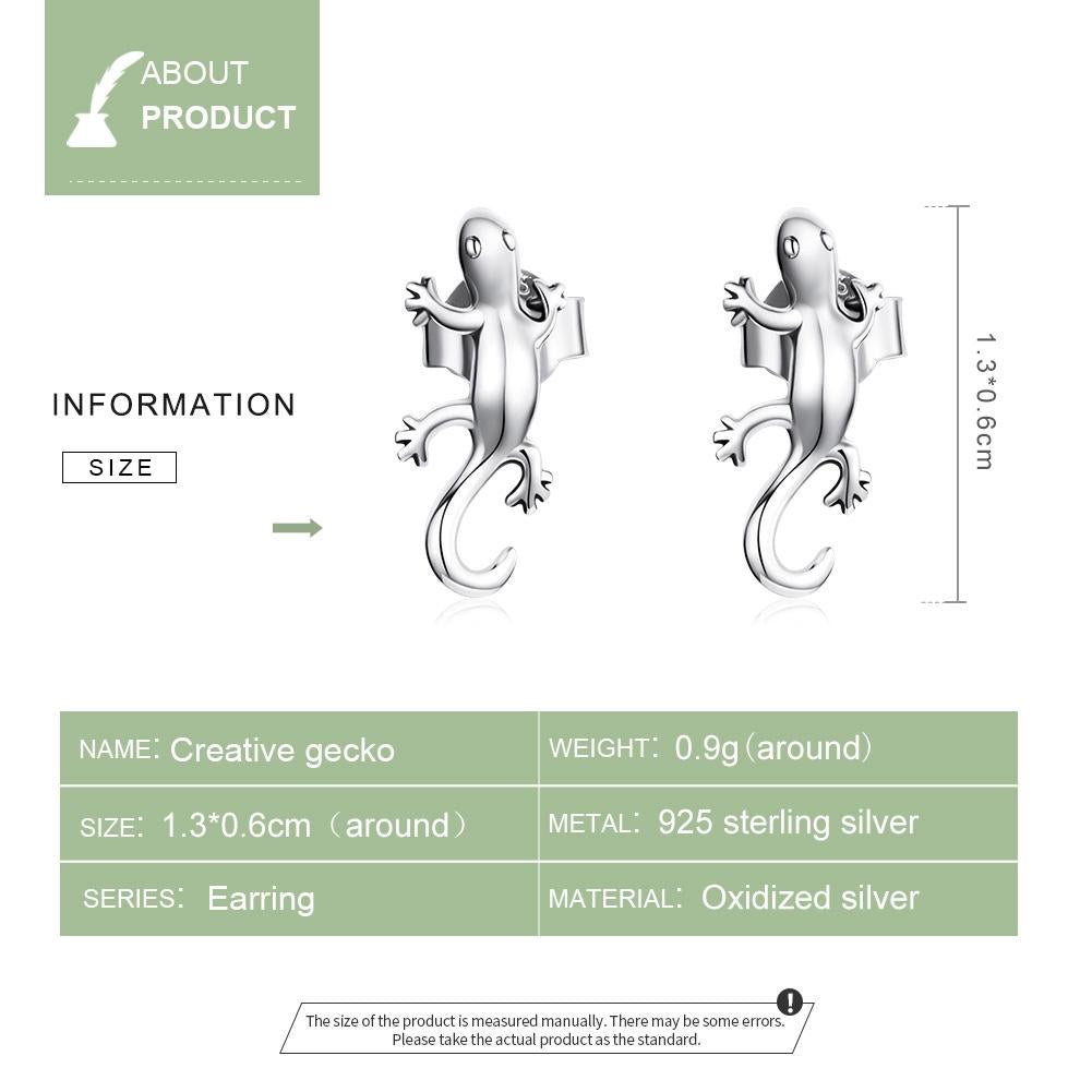 925 Sterling Silver Gecko Ear Studs Earrings For Women 5