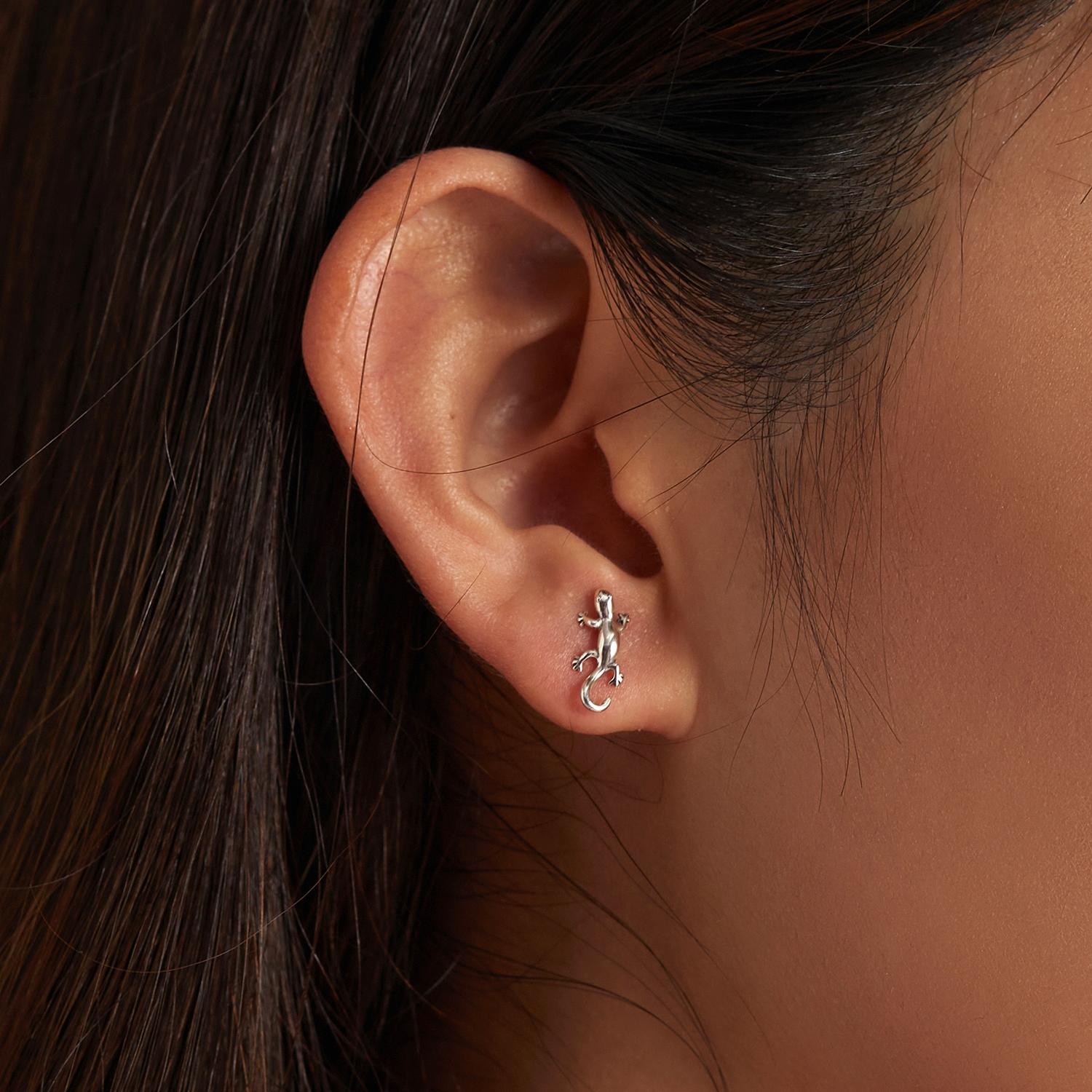 925 Sterling Silver Gecko Ear Studs Earrings For Women 8