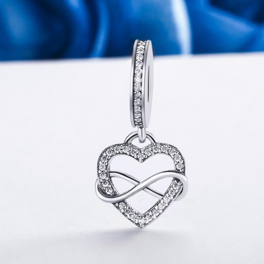 925 Sterling Silver Heart Diamond Pendant For Bracelet Or Necklace 3