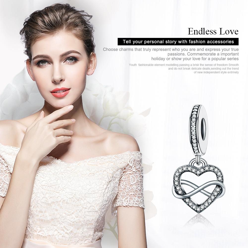925 Sterling Silver Heart Diamond Pendant For Bracelet Or Necklace 4