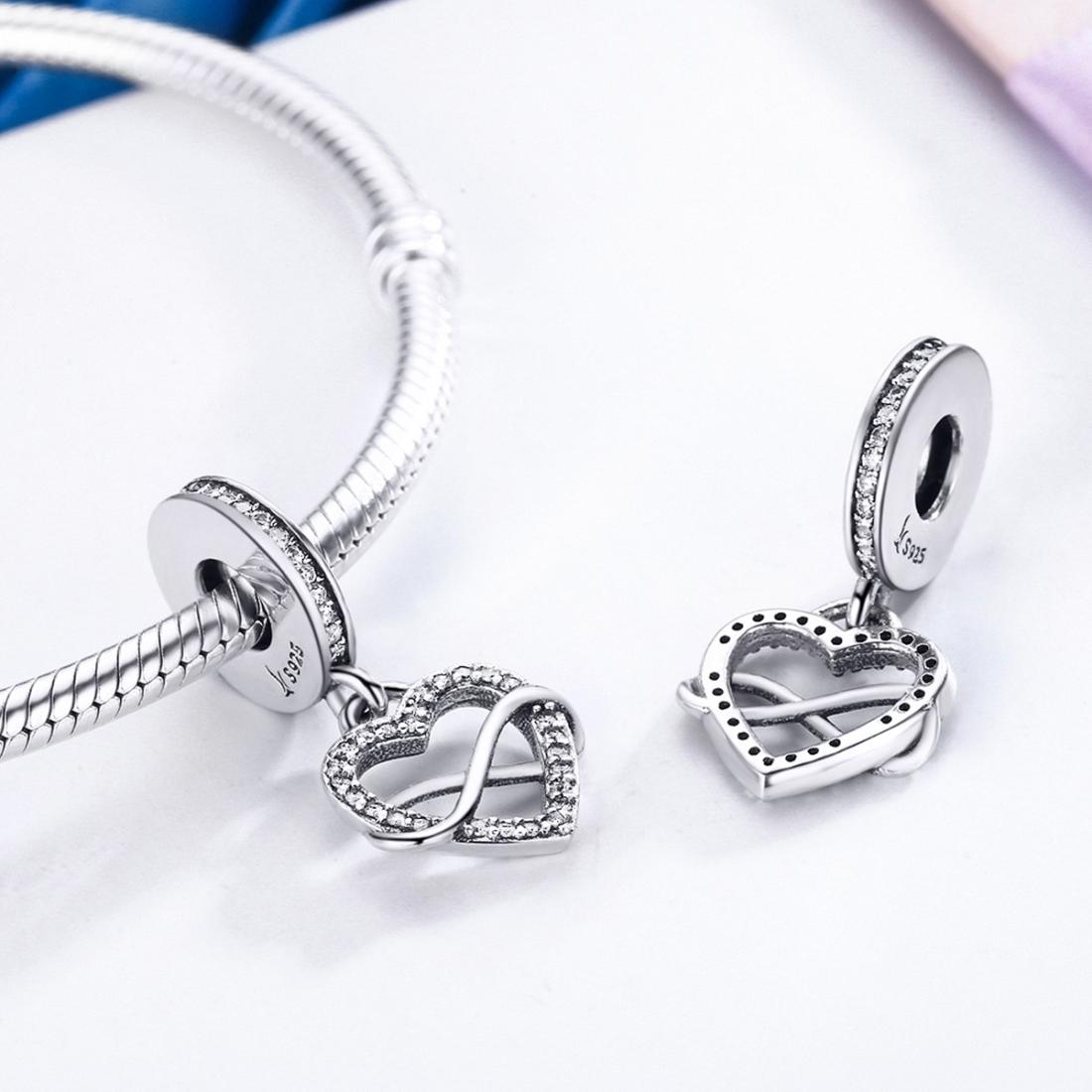 925 Sterling Silver Heart Diamond Pendant For Bracelet Or Necklace 6