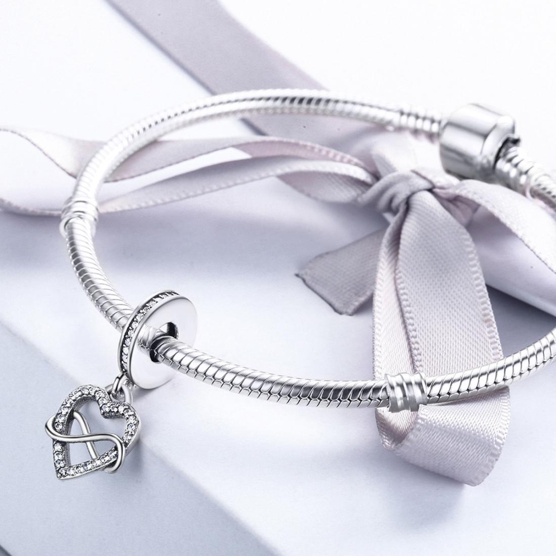 925 Sterling Silver Heart Diamond Pendant For Bracelet Or Necklace 7