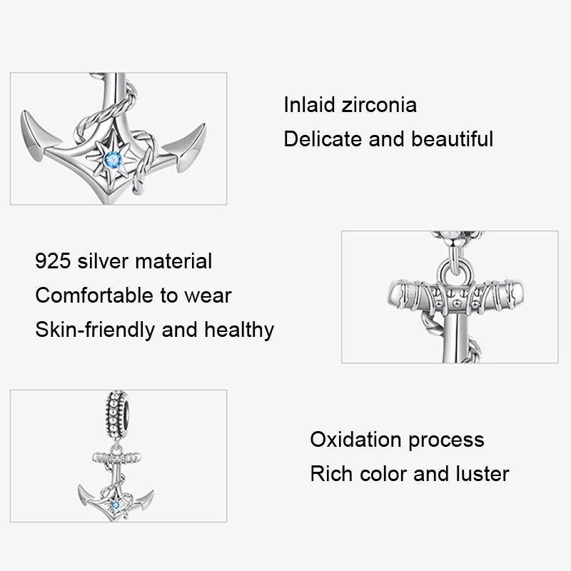 925 Sterling Silver Anchor Pendant Bracelet Beads 3
