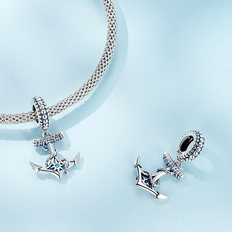 925 Sterling Silver Anchor Pendant Bracelet Beads 4