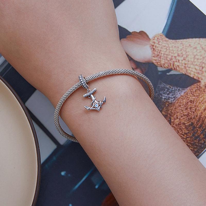925 Sterling Silver Anchor Pendant Bracelet Beads 6