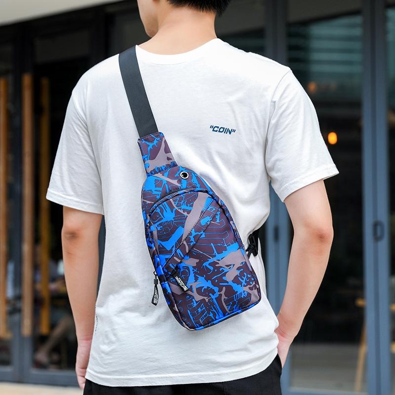 Men Oxford Cloth Chest Bag Graffiti Blue Ideal For Sports And Travel 3