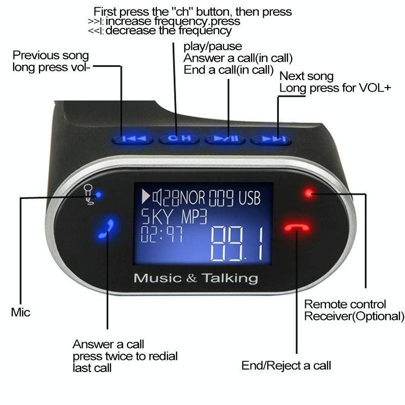 Car Stereo Radio Mp3 Player Bluetooth Hands-Free Fm Transmitter 8