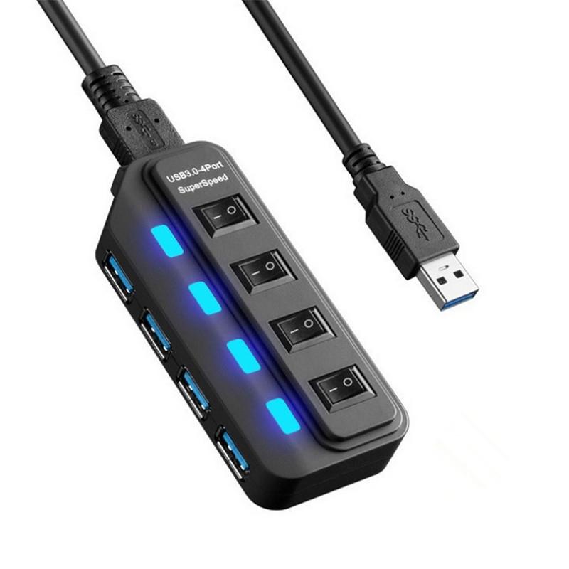 4-Port Usb 3.0 Hub With Individual Switches Black 5