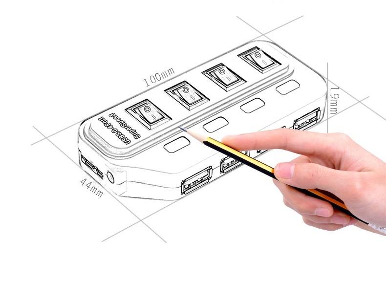 4-Port Usb 3.0 Hub With Individual Switches Black 6