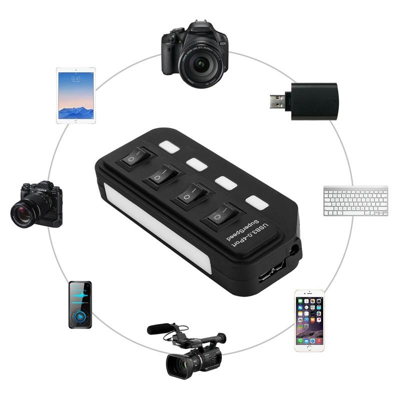 4-Port Usb 3.0 Hub With Individual Switches Black 8