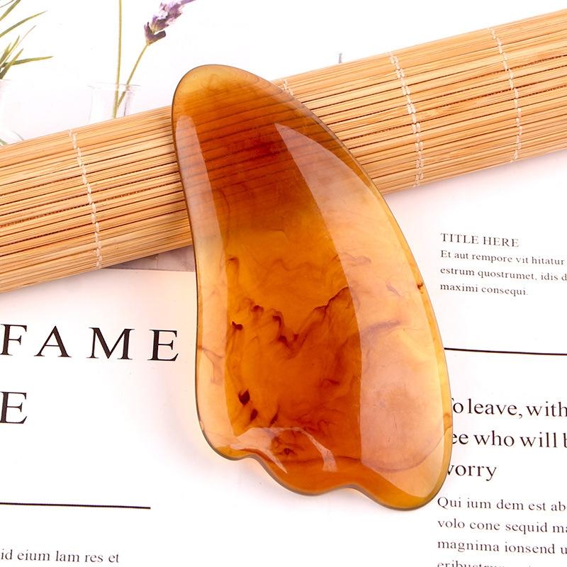 Facial Tendon Stick For Massage And Acupuncture Resin Scraping Sheet For Beauty Salon Shave Board Amber Triangle 3