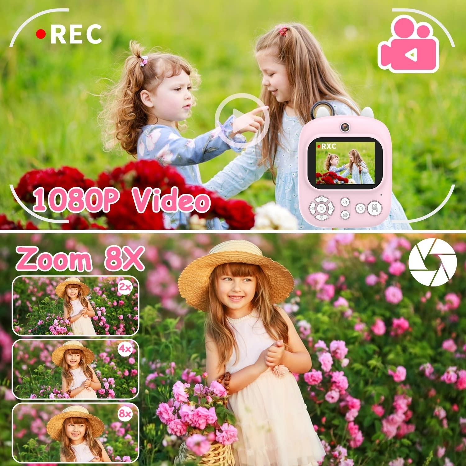 32g Instant Camera with 2.4 Display & Card Reader for Kids - 1200w Blue - 32G + Card Reader Purple 8