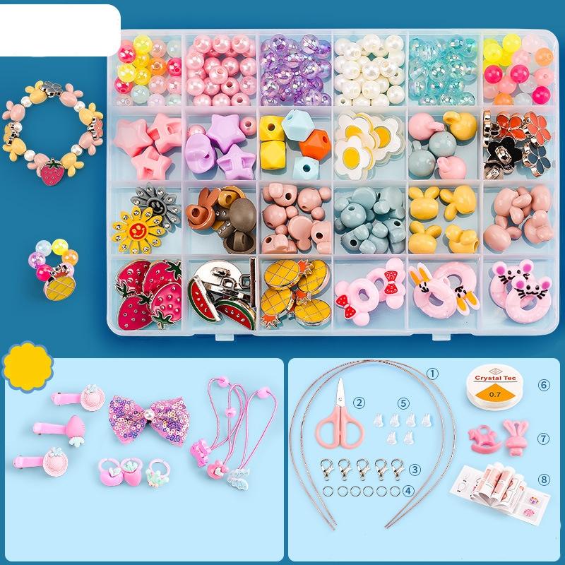 Diy Beaded Jewelry Set For Kids 24 Grids Fruit & Seasons