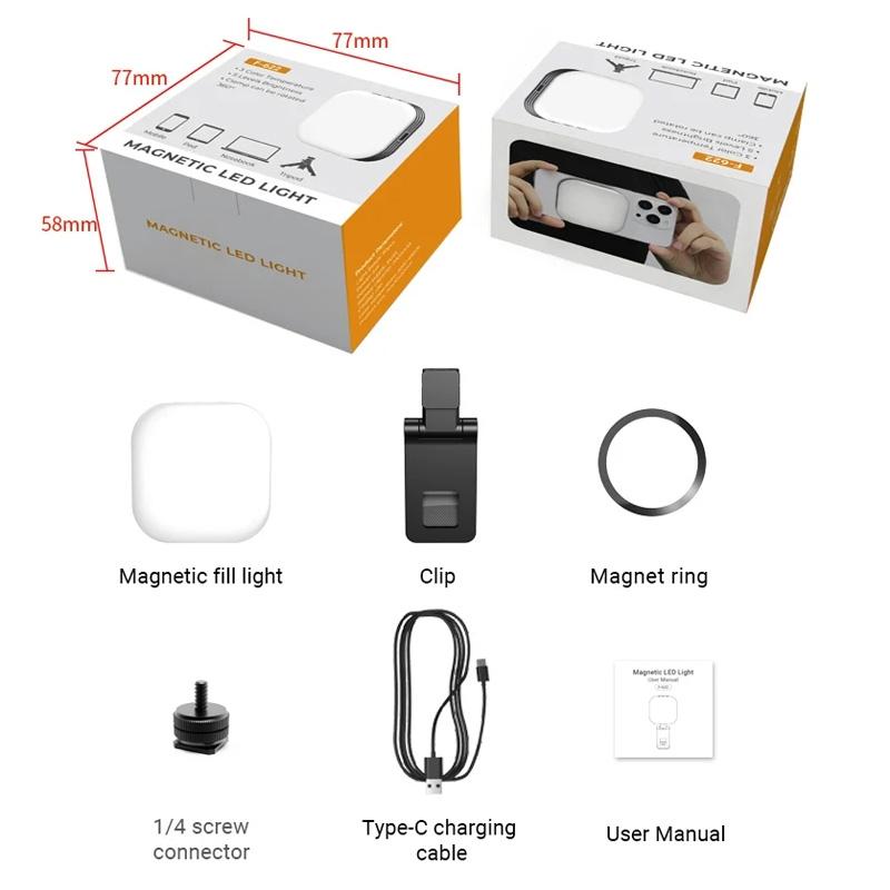 Rechargeable Mini Magnetic Selfie Light - Tri-colour Temperature 4