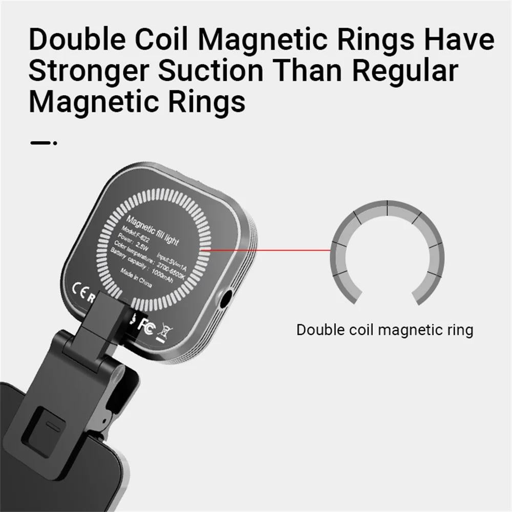 Rechargeable Mini Magnetic Selfie Light - Tri-colour Temperature 6