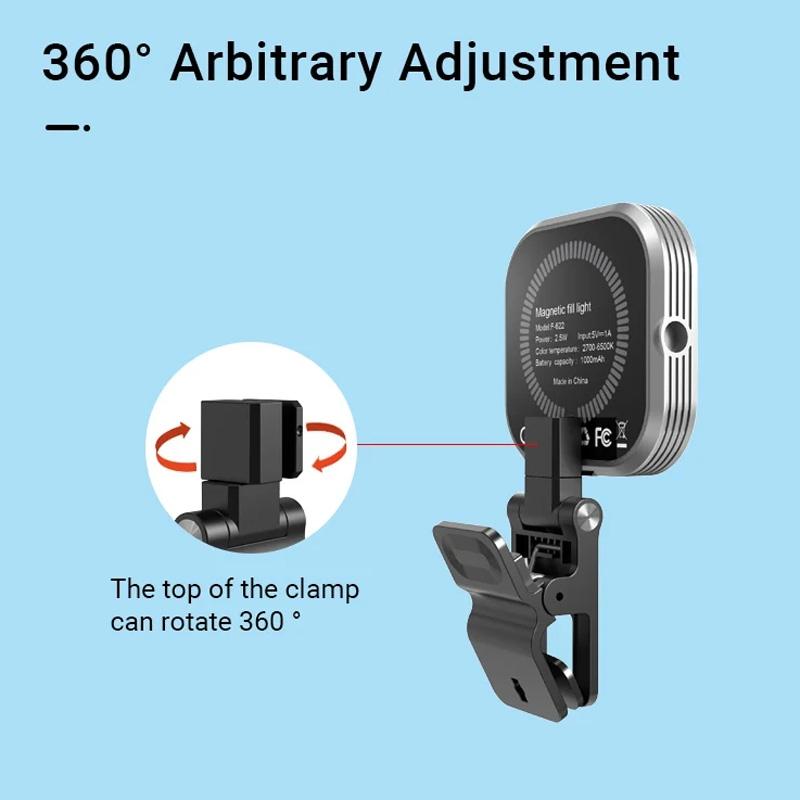 Rechargeable Mini Magnetic Selfie Light - Tri-colour Temperature 7