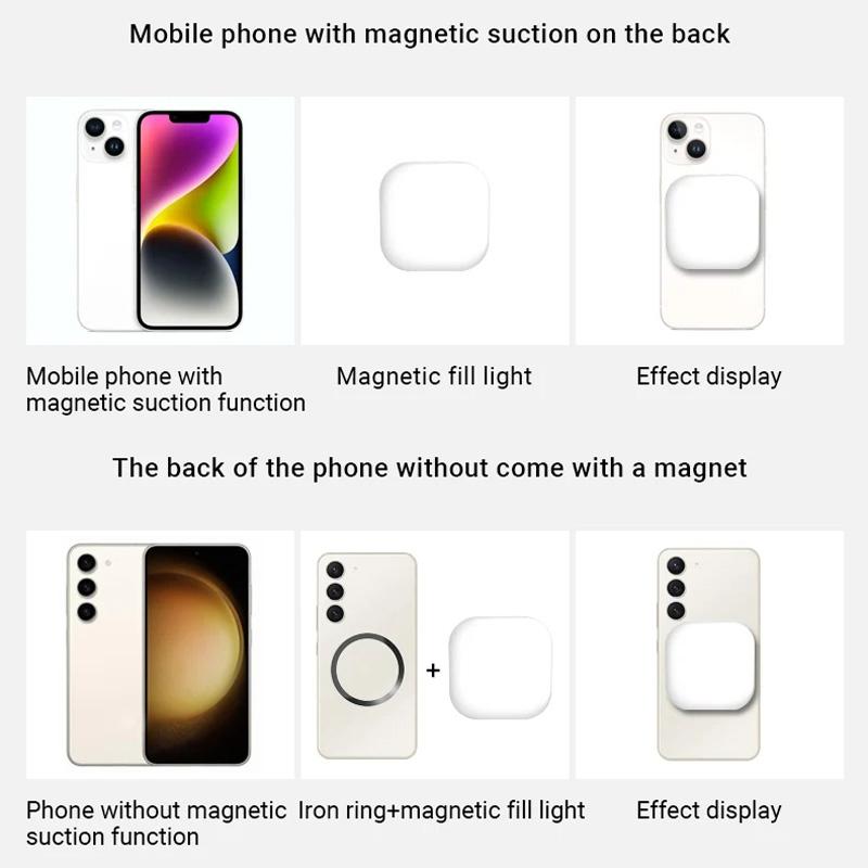 Rechargeable Mini Magnetic Selfie Light - Tri-colour Temperature 10