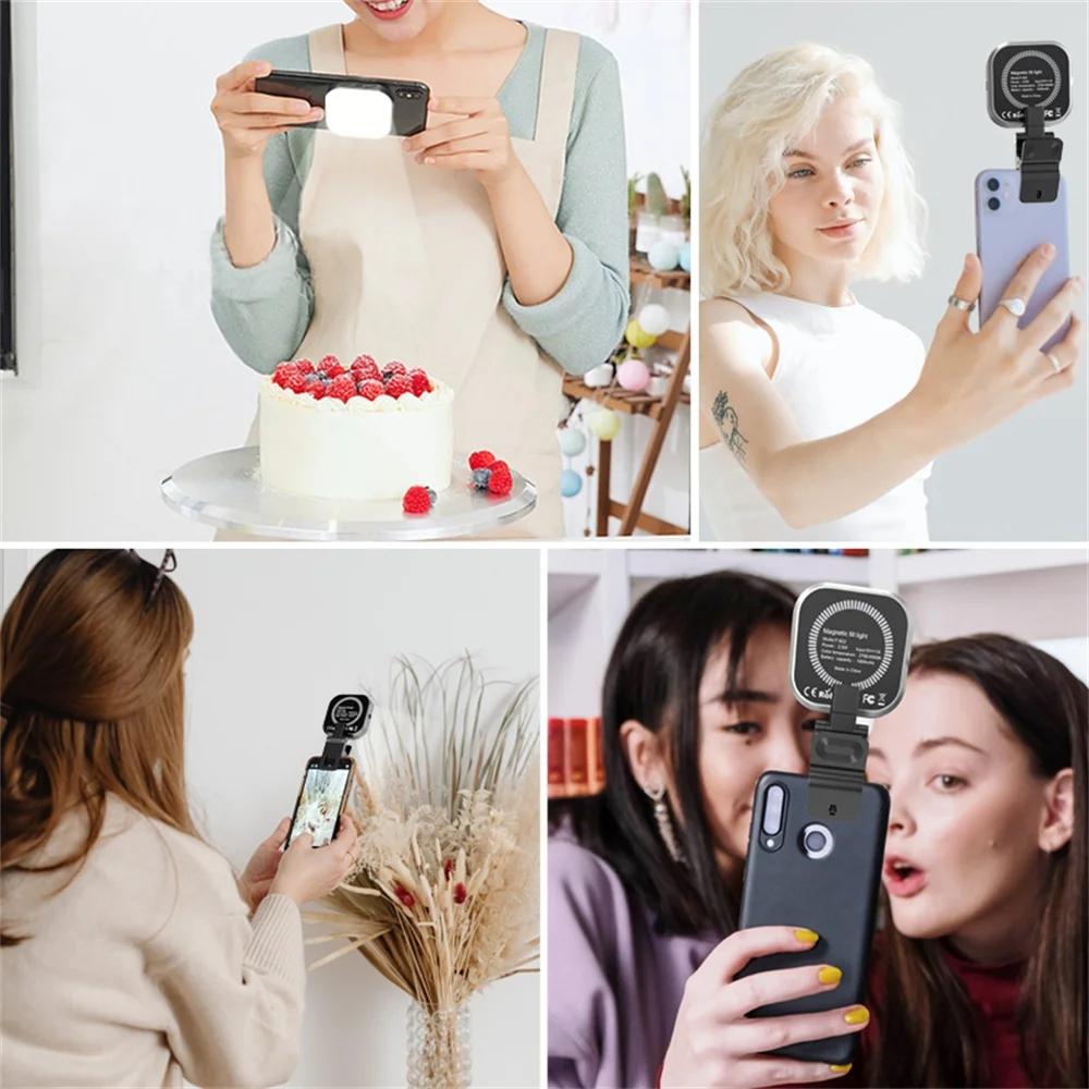 Rechargeable Mini Magnetic Selfie Light - Tri-colour Temperature 12