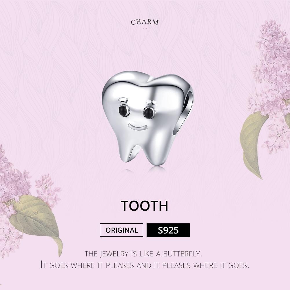 925 Sterling Silver Handmade Tooth Charm For Diy Beaded Accessories 4